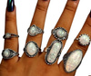 Un set de inele din metal argintiu Punk Opal