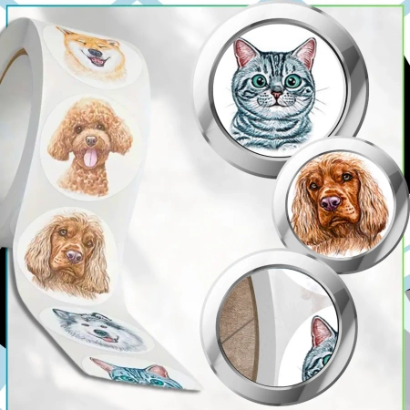 Autocolante pe rola 500 buc. animale colorate DIY pentru copii