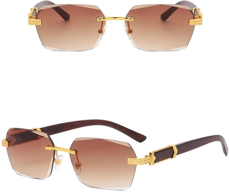 Ochelari de soare dreptunghiulari maro fără rame