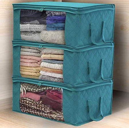 Geanta organizatoare pentru garderoba pentru lenjerie de pat si haine