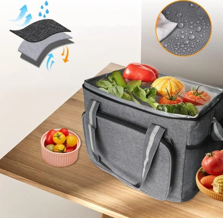 Geanta termica LUNCH BOX cu capacitate pentru mancare si geanta de pranz de umar