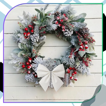 Decorațiuni de Crăciun cu funde, set de 6 bucăți, funde albe