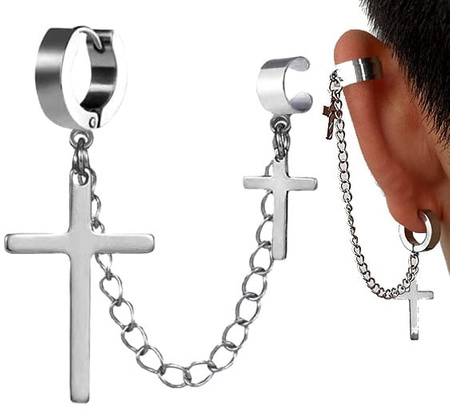 Cercei cu cruce din argint, cruci punk din oțel chirurgical