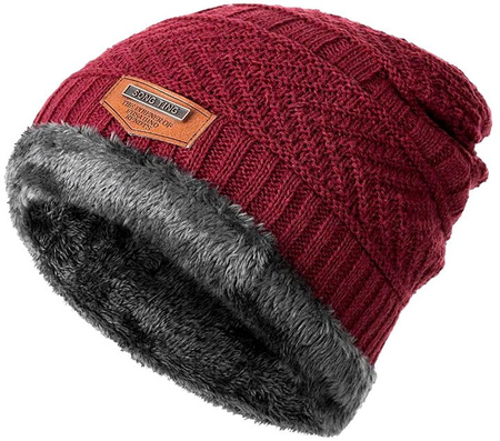 Set barbati: palarie + esarfa, tunel termoizolant rosu