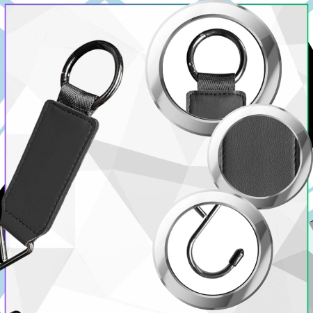 Cârlig pliabil pentru tetiera auto, metal și piele, 15 kg, set de 2