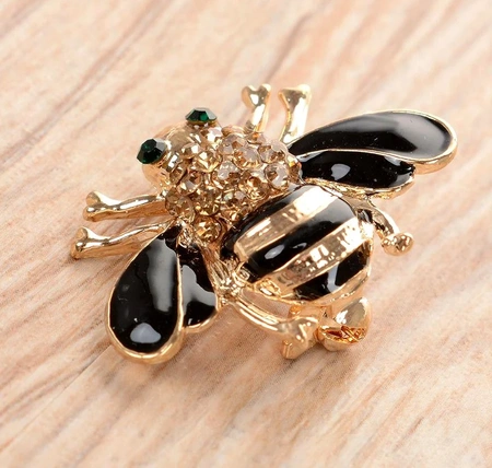 Broșă de albină din aur cu zirconi