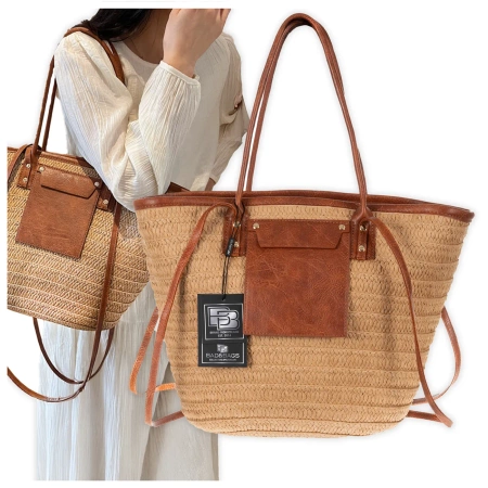 Geantă de umăr de damă mare de paie pentru BAD&BAGS de vară