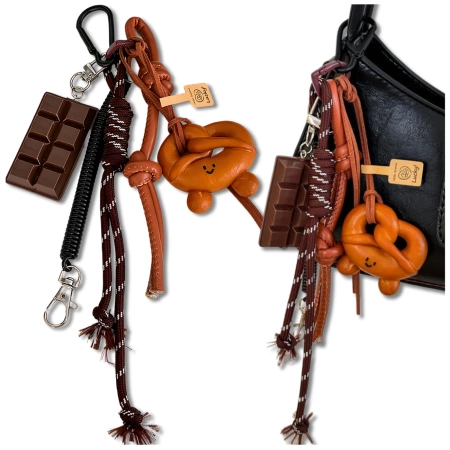 Breloc pentru geantă, rucsac, breloc, pandantiv, tabletă de ciocolată, covrig