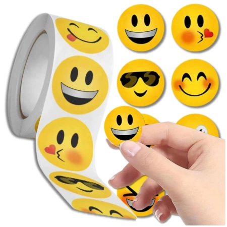Autocolante emoji colorate pe o rolă de 500 buc. Emoticons DIY pentru copii