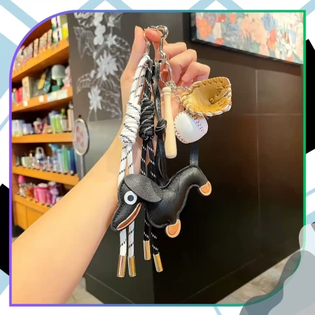 Breloc pentru chei de geantă, pandantiv cu inel de chei, set baseball, teckel