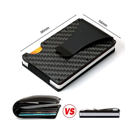 Portofel de metal mini pentru bărbați Husă pentru bărbați Organizator de carduri negru