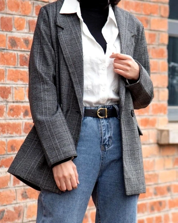 Curea de dama neagra piele, catarama pantalon auriu, piele naturala