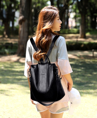 Rucsac elegant de dama din piele neagra pentru scoala
