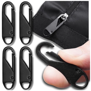 Set de 4 bucăți de brelocuri cu fermoar din metal negru