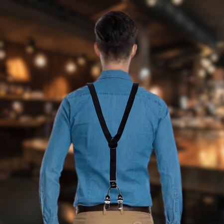 Bretele rezistente pentru pantaloni pentru bărbați de culoare neagră