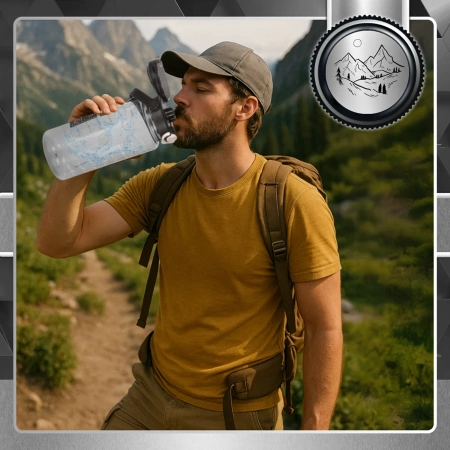 Sticla sport TRESSARI pentru alergat 1500ml PC BPA FREE pentru apa