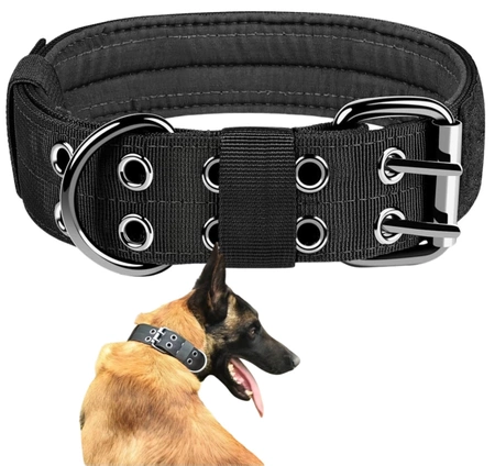 Tactic negru reglabil dublu rând XL guler de câine