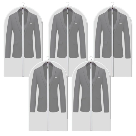 Huse de haine organizator de dulap alb translucid set de 5 impermeabile