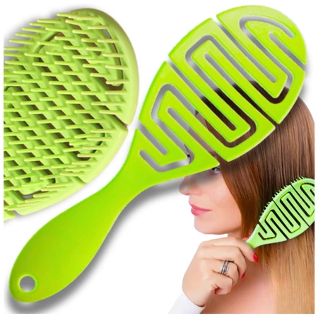 Perie flexibila pentru masaj si coafare a parului, verde delicat