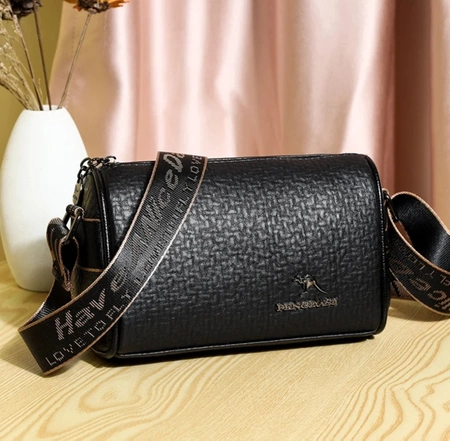 Elegant femei din piele neagră sac de umăr postbag
