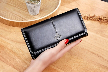 Portofel de dama mare, elegant, din piele neagra