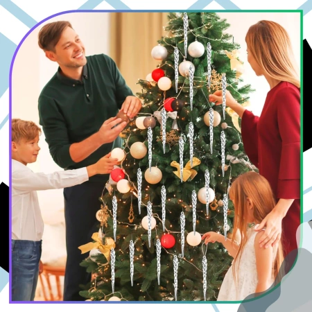 Pandantiv de Crăciun Icicles, 12 globuri decorative 13 cm