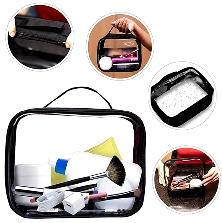 Set 3 piese, organizator transparent pentru geanta cosmetice pentru valiza