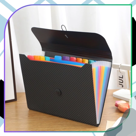 Organizator de dosare pentru documente A4, negru, pliabil