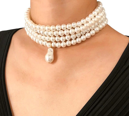 Colier choker de aur de damă cu perle multiple