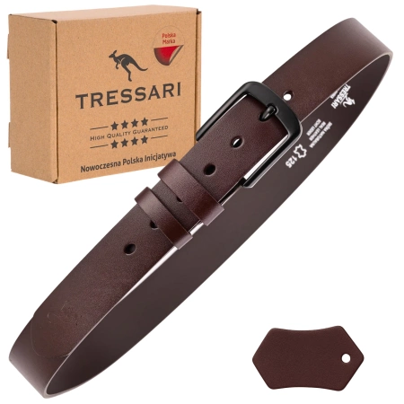 Curea bărbătească TRESSARI, piele naturală, maro, pentru pantaloni