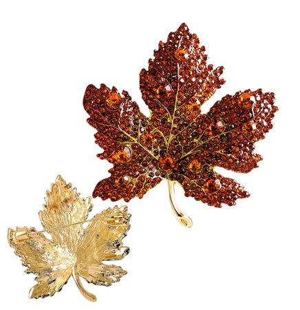 Frunză de arțar roșu zirconiu broșă elegant pin frunze