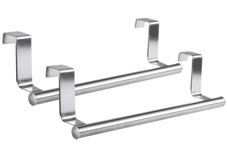 Hangers 2pc pentru bucătărie dulap baie ușă prosop feroviar argint