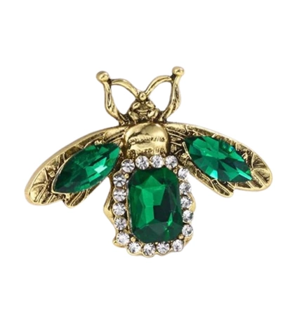 Brosa de insecte cu zirconi, cristale elegante de insecte verzi