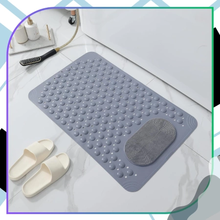 Covoraș de duș antiderapant pentru baie 69x36 cm, cu masaj, gri