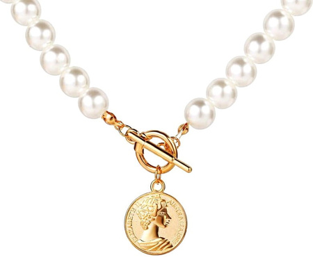 Colier de damă cu lanț de aur cu perle