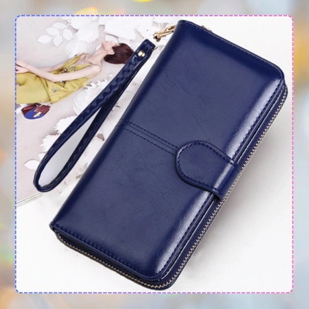 Portofel de damă din piele ecologică, netedă, lacuită, cu un clic