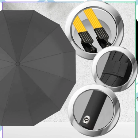 Umbrelă automată NEAGRĂ ANTI-UV pliabilă