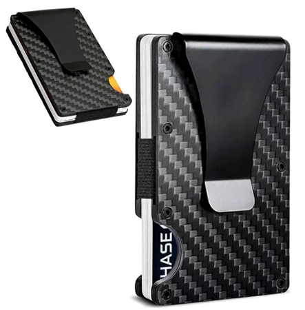 Portofel de metal mini pentru bărbați Husă pentru bărbați Organizator de carduri negru