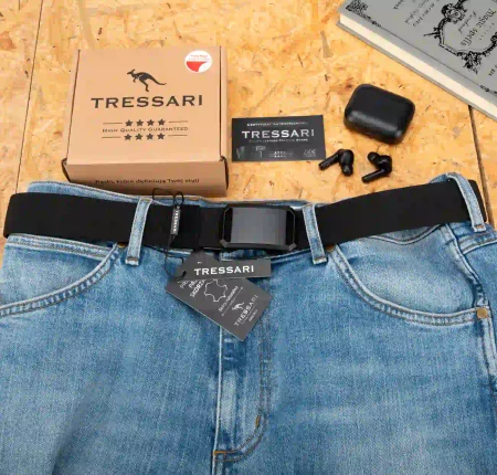 TRESSARI centura elastica neagra cu catarama automata