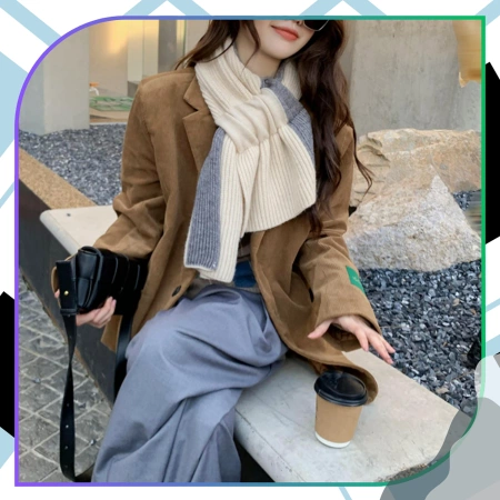 Eșarfă de damă, călduroasă pentru iarnă, bej bicolor cald