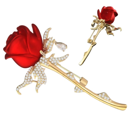 Brosa trandafir cu zirconi, ac elegant, ac romantic