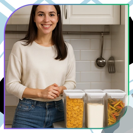 Set recipient de alimente 2.6l 3buc + perie de păr + autocolante