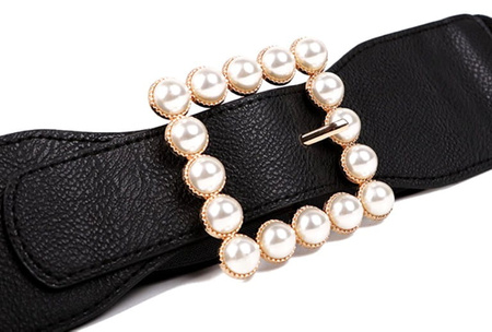 Curea elastică lată de cauciuc cu perle
