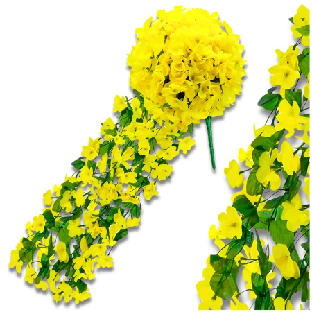 Atarnat flori artificiale galbene iedera cataratoare decorativ 1buc pentru balcon