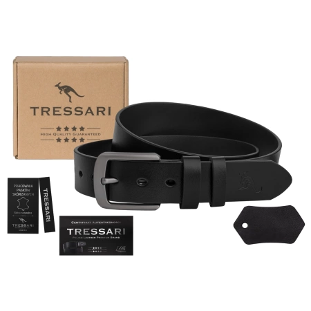 Curea barbati TRESSARI 125 cm 100% piele naturala, piele neagra pentru pantaloni