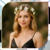 Coroană albă Bentita pentru împărtășanie Flori Trandafiri Stil Boho