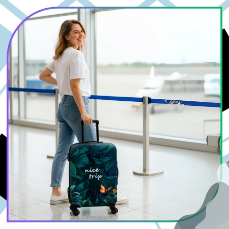 Husa de protectie elastica pentru valiza, bagaje de calatorie, frunze