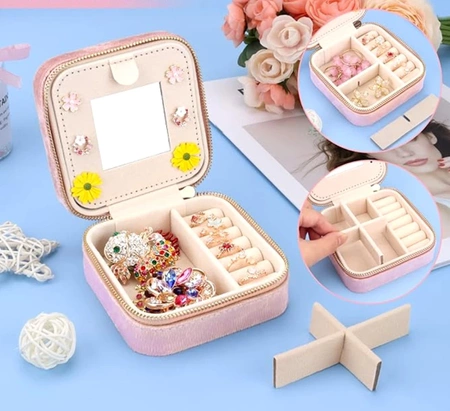 Organizator cutie de bijuterii cu oglinda, cutie si cutie