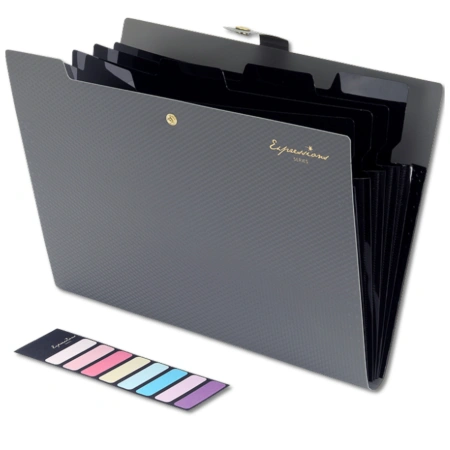 Organizator de dosare pentru documente A4, gri, 5 compartimente