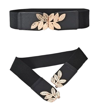 Cureaua de dama neagra lata elastica pentru o rochie cu model auriu